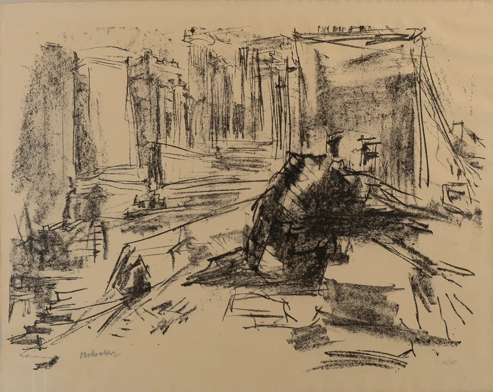 Sketch of Greek ruins.