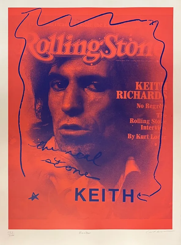 Portrait of Keith Richards on cover of Rolling Stone.