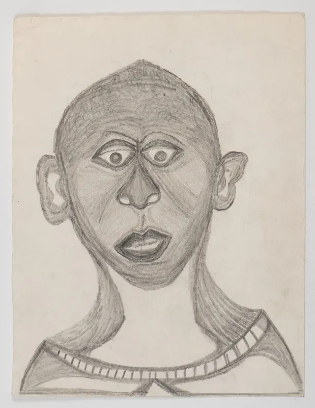  Portrait in pencil in a naive style on a blank background