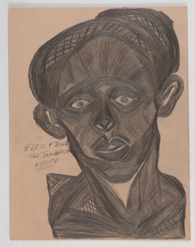 Portrait in pencil in a naive style on a blank background.