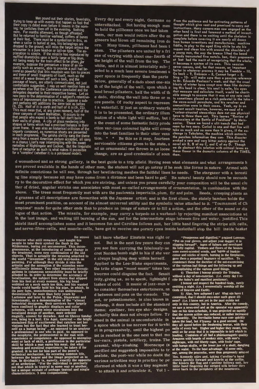 black page with white and off-white text in different fonts. 
