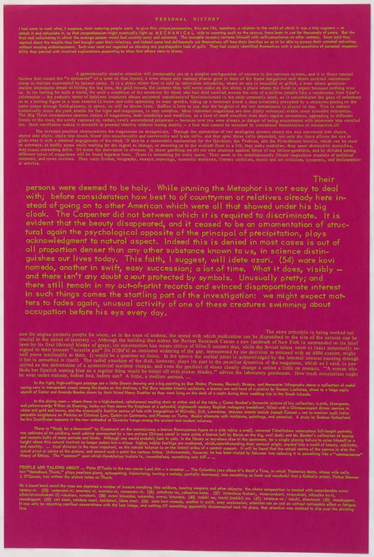 light green text on magenta paper.