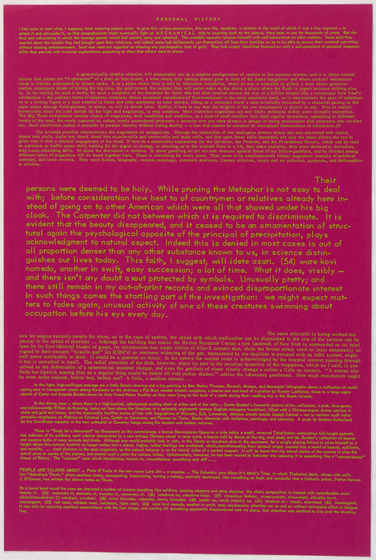 light green text on magenta paper.