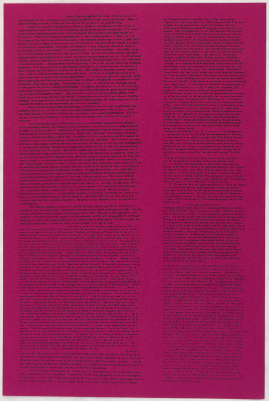 black text on magenta paper.