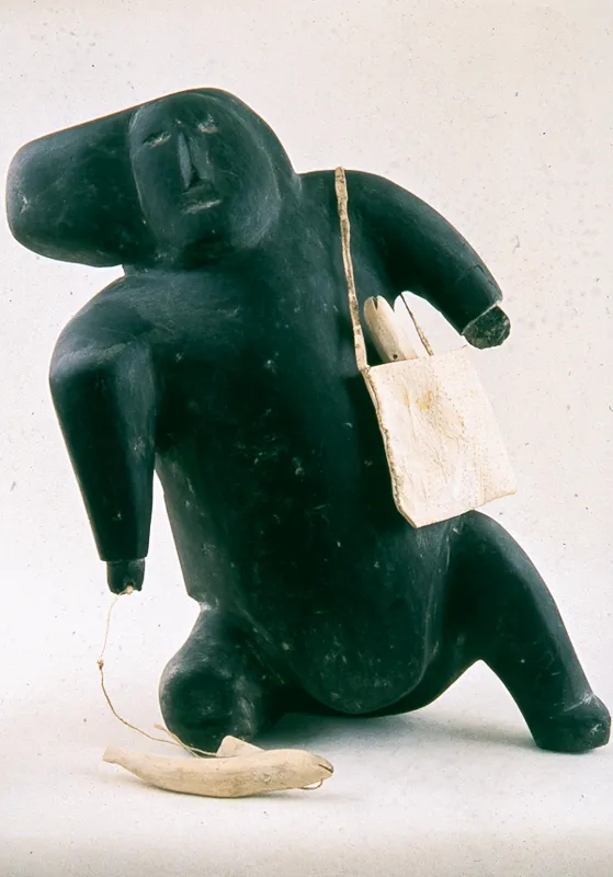 Woman with Fishing Pouch and Two Fish