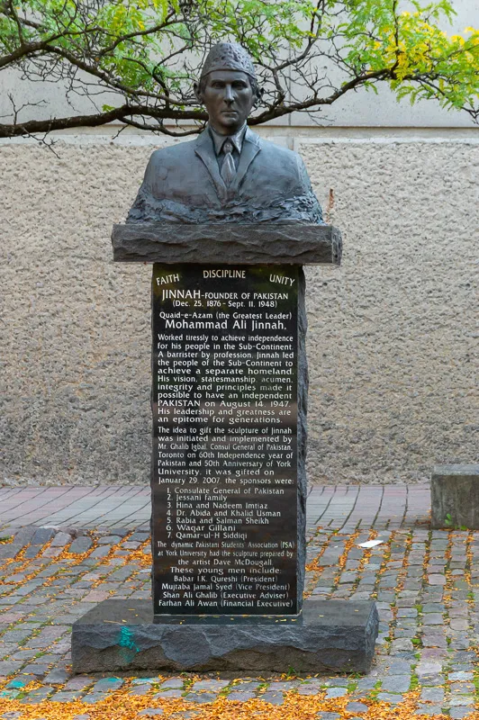 David McDougall sculpted the bust of Pakistani founder and first governor general, Mohammed Ali Jinnah, while completing his MFA at York. The sculpture echoes the classical tradition of erecting political leaders in marble or bronze. The bust sits upon a pedestal, another classical tradition, which commemorates Ali Jinnah’s actions and efforts that led to Pakistan’s independence. 