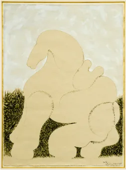 An Abstract yellow image of a horse