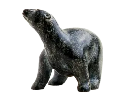 A stone sculpture of a polar bear