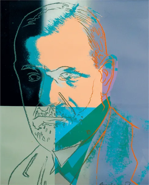 Color abstract painting of a man