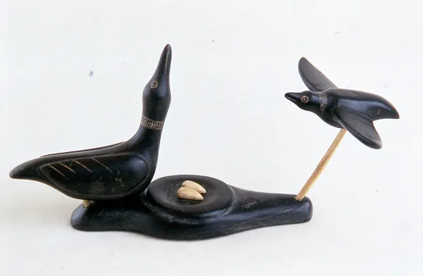 Two Loons at Nest
