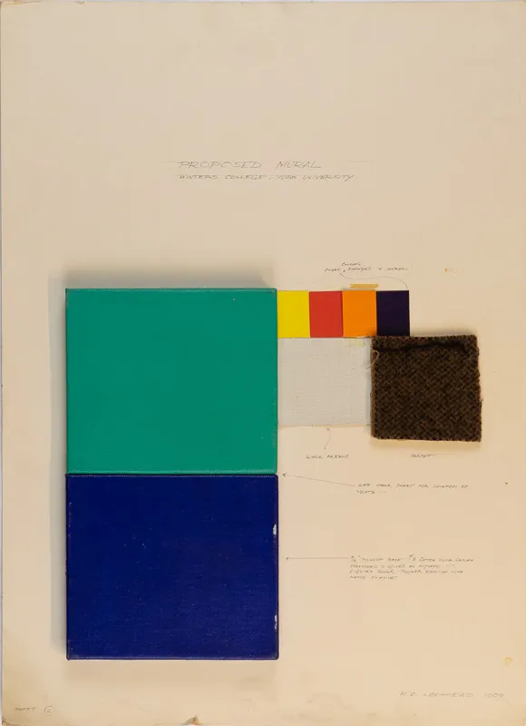 Various colour swatch and material swatches for proposed mural.