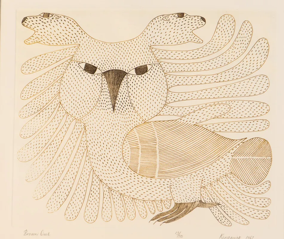 Owl with additional animals for ears.