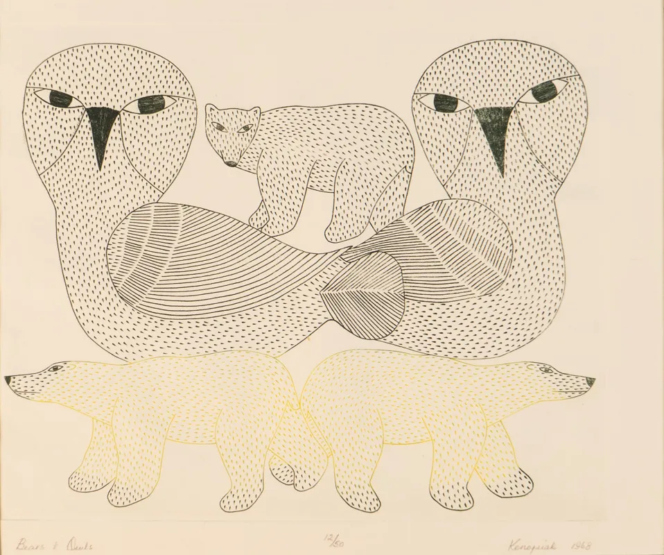 Two birds and three bears.