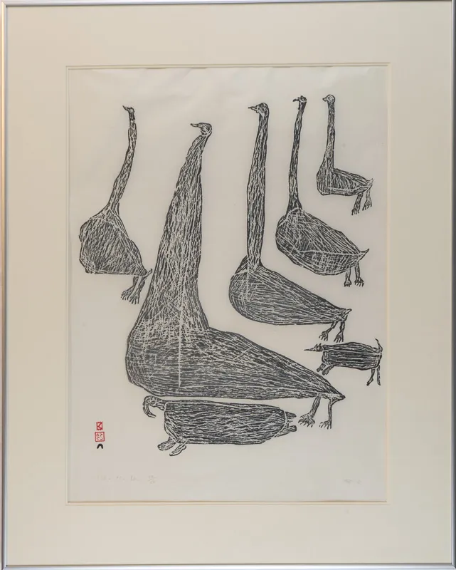A group of animals in procession.