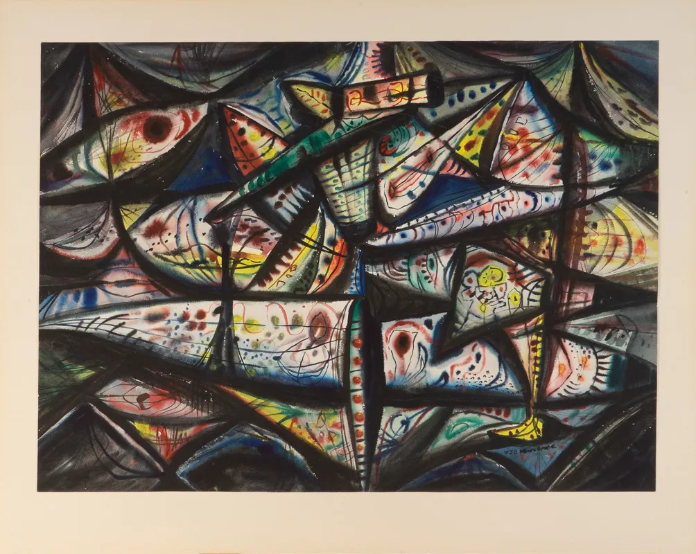 Painting with the appearance of being stained glass. 