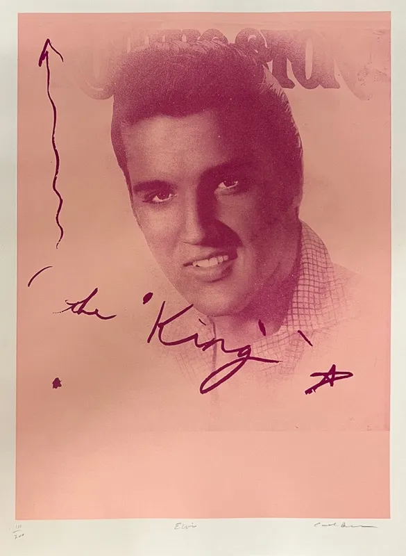 Portrait of Elvis in dark red.