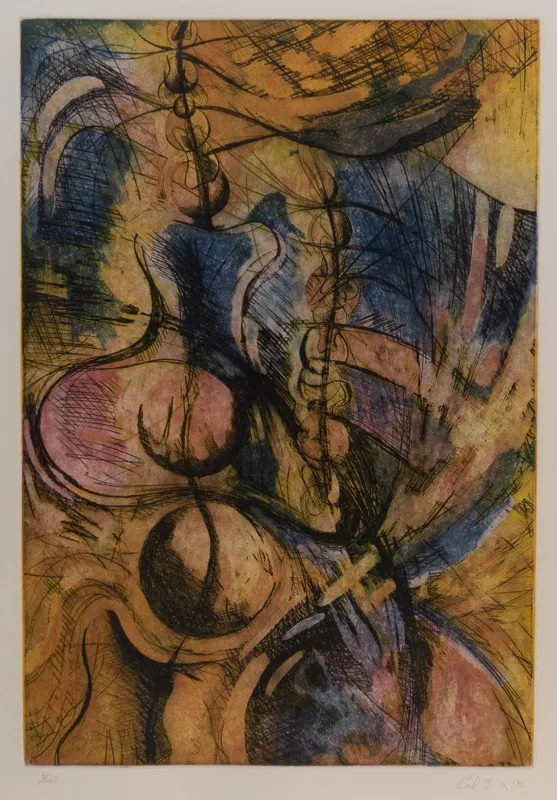 Swirling composition in earth tones.