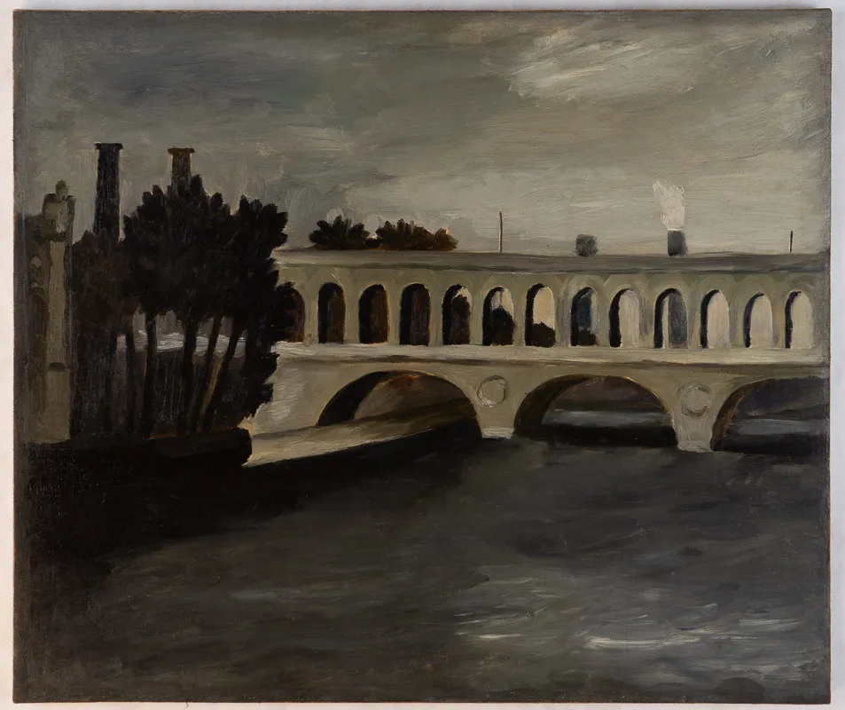 A bridge over a river.