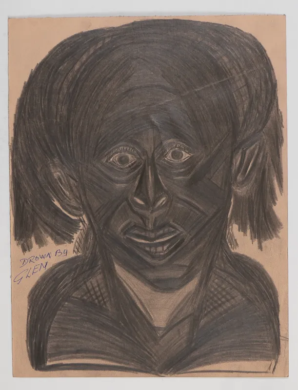 Portrait in pencil in a naive style on a blank background