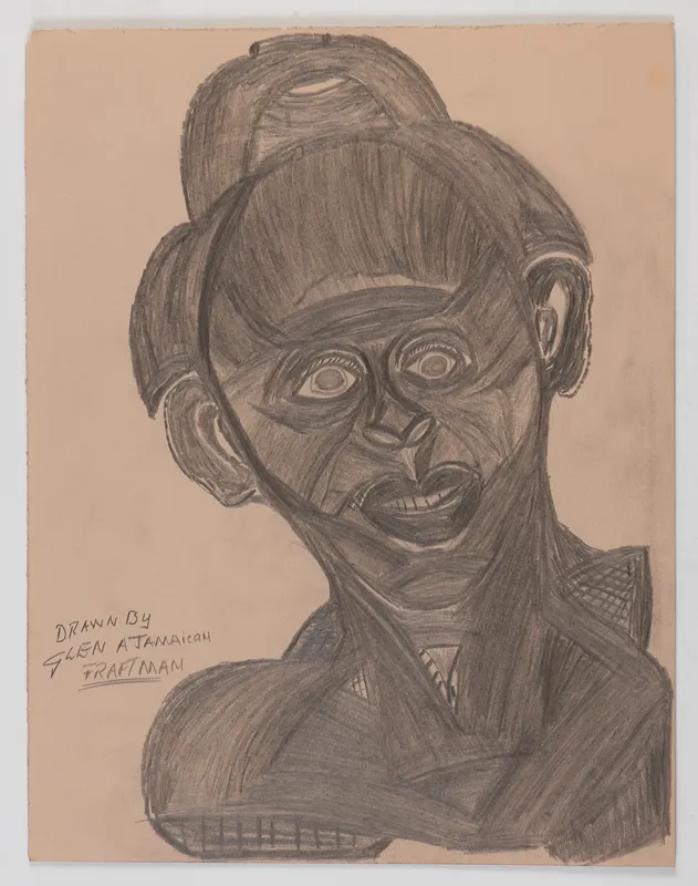 Portrait in pencil in a naive style on a blank background.