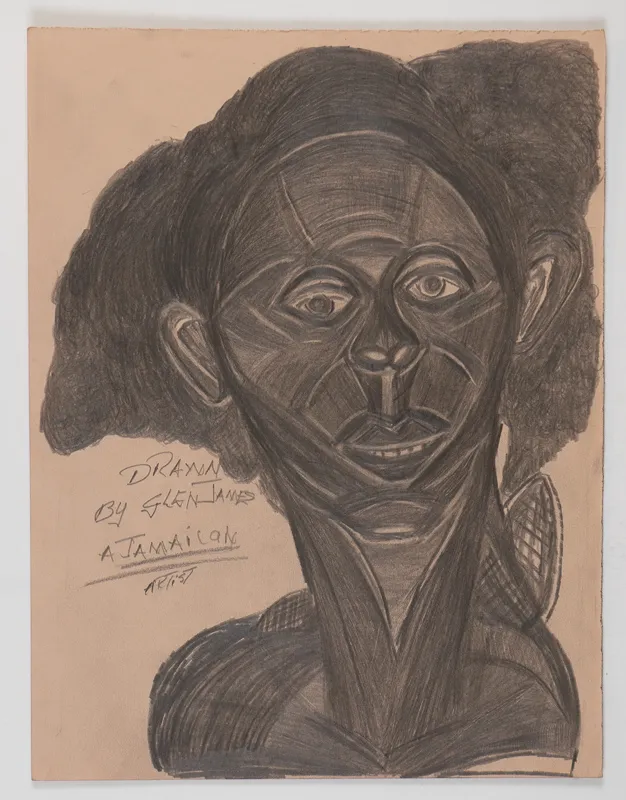 Portrait in pencil in a naive style on a blank background.