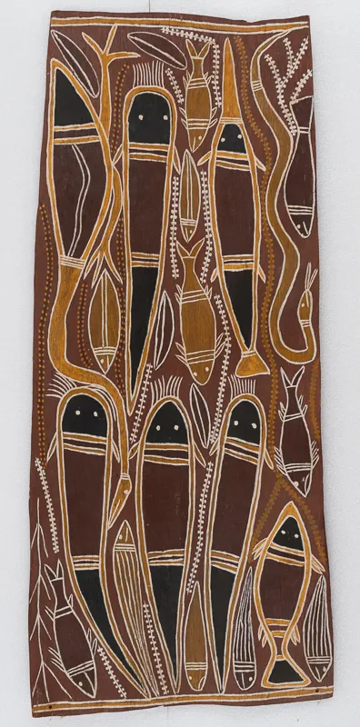 Bark painting with fish.