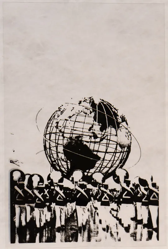 Image of a globe screen printed on acetate. 