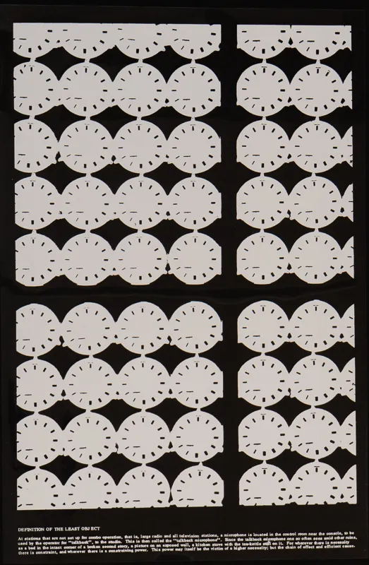 Graphic circular pattern screen printed on acetate.