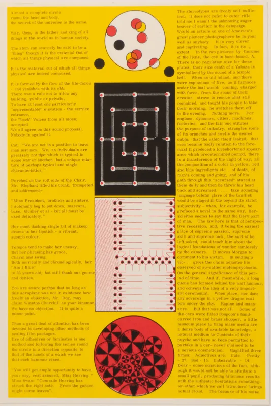 Graphic design on yellow background with text. 