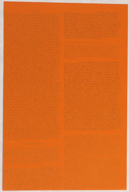 black text on orange page