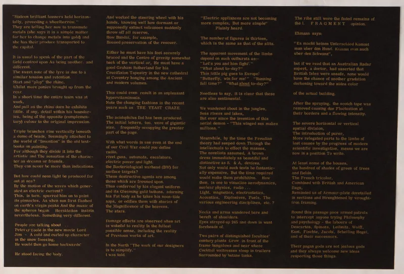 orange text on dark brown paper