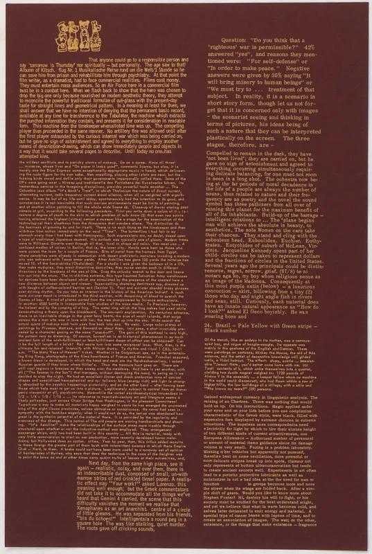 yellow text on maroon paper with illustration of four animals, standing upright in the left corner. The four animals include, a duck, a mouse and the final two resemble a bear(s) and/or dog(s), which are unclear.  