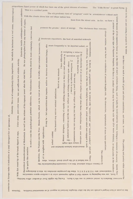 black text on white paper. The text arranged in a spiral irregular rectangle shape.